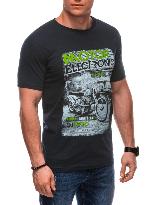 Edoti Pánske tričko s potlačou 1982S - tmavomodrá OTHER