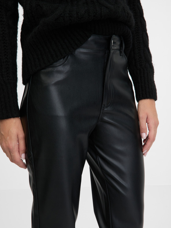 Orsay Hnedé dámske kožené nohavice ORSAY