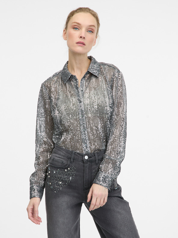 Orsay Strieborná dámska blúzka s golierom ORSAY