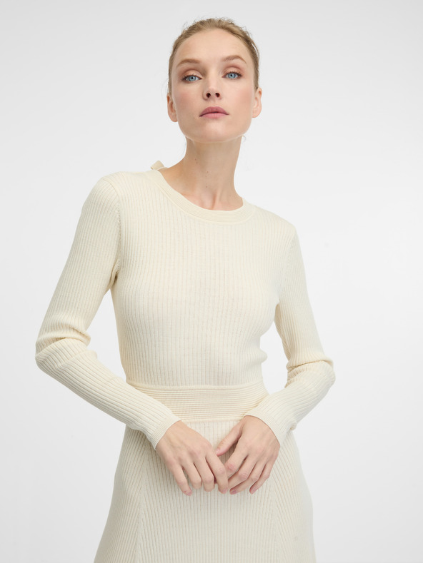 Orsay Krémové dámske midi šaty ORSAY