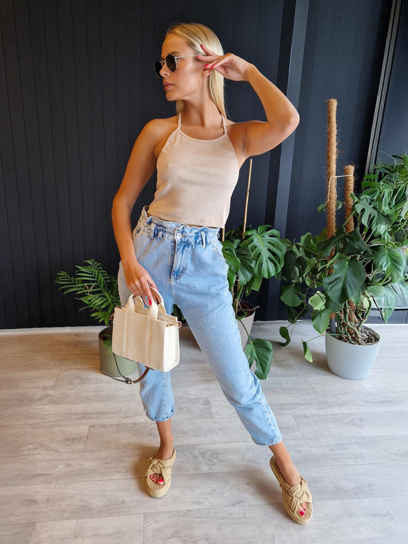 Edoti Dámsky pruhovaný top SLR088 - béžový OTHER