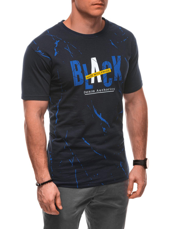 Edoti Pánske tričko s potlačou S2028 - tmavomodré OTHER