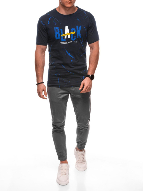 Edoti Pánske tričko s potlačou S2028 - tmavomodré OTHER