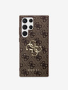 Guess PU 4G Metal Logo Zadní Kryt pro Samsung Galaxy S24 Ultra Brown Obal na telefón
