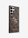 Guess PU 4G Metal Logo Zadní Kryt pro Samsung Galaxy S24 Ultra Brown Obal na telefón