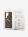 Guess PU 4G Metal Logo Zadní Kryt pro Samsung Galaxy S24 Ultra Brown Obal na telefón