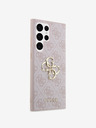 Guess PU 4G Metal Logo Zadní Kryt pro Samsung Galaxy S24 Ultra Pink Obal na telefón