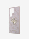 Guess PU 4G Metal Logo Zadní Kryt pro Samsung Galaxy S24 Ultra Pink Obal na telefón
