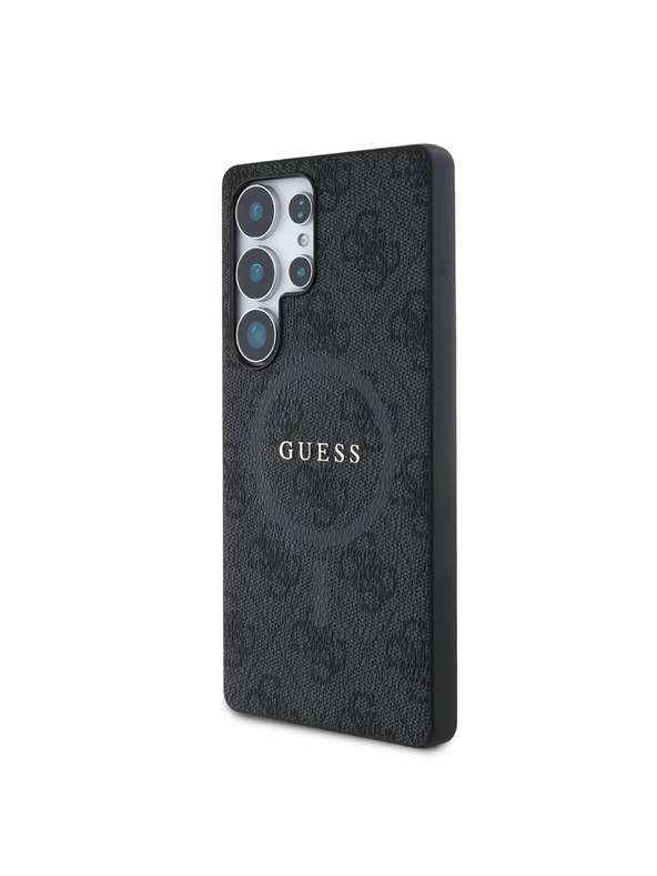 Guess PU Leather 4G Colored Ring MagSafe Zadní Kryt pro Samsung Galaxy S25 Ultra Black Obal na telefón