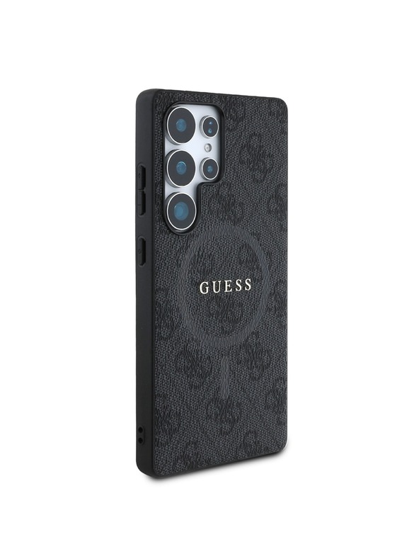 Guess PU Leather 4G Colored Ring MagSafe Zadní Kryt pro Samsung Galaxy S25 Ultra Black Obal na telefón
