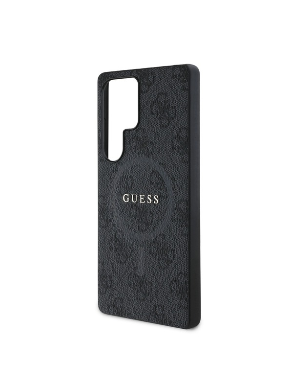 Guess PU Leather 4G Colored Ring MagSafe Zadní Kryt pro Samsung Galaxy S25 Ultra Black Obal na telefón