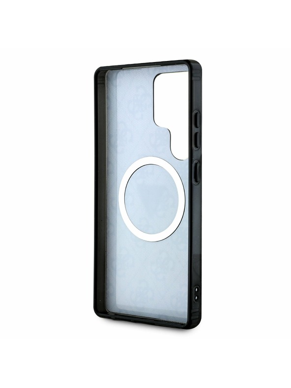 Guess IML 4G Glitter and Triangle Logo MagSafe Zadní Kryt pro Samsung Galaxy S25 Ultra Black Obal na telefón