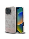 Guess PU 4G Stripe Zadní Kryt pro iPhone 16 Pro Pink Obal na telefón