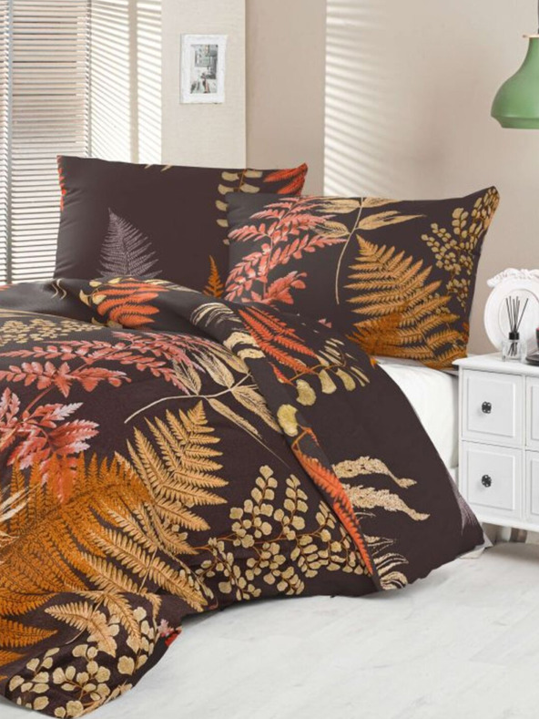 Kvalitex Saténové francúzske posteľné obliečky Luxury Collection 1+2, 240x200, 70x90cm Papraď hnedé Kvalitex