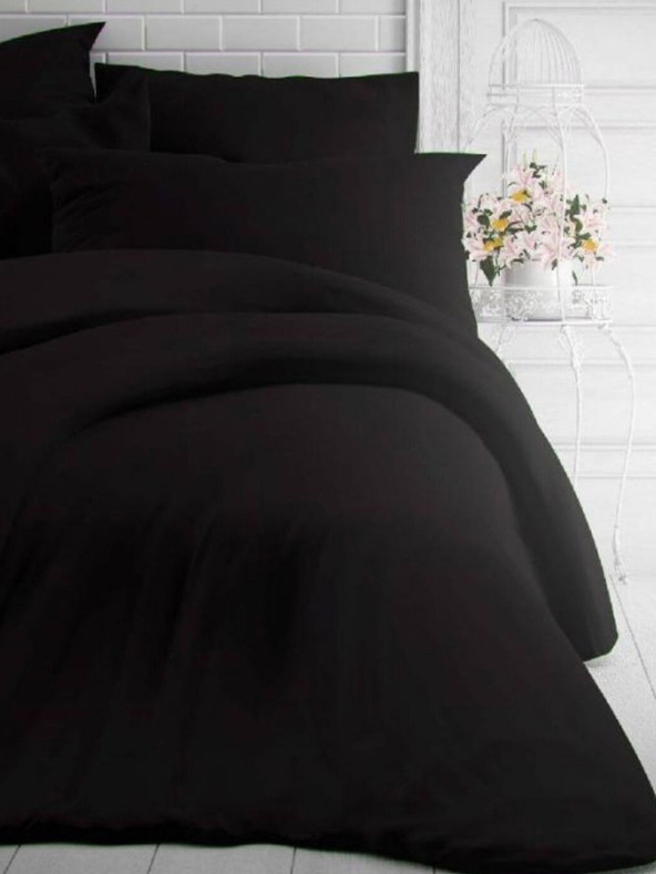 Kvalitex Francúzske predĺžené jednofarebné bavlnené posteľné obliečky 240x220, 70x90 cm čierne