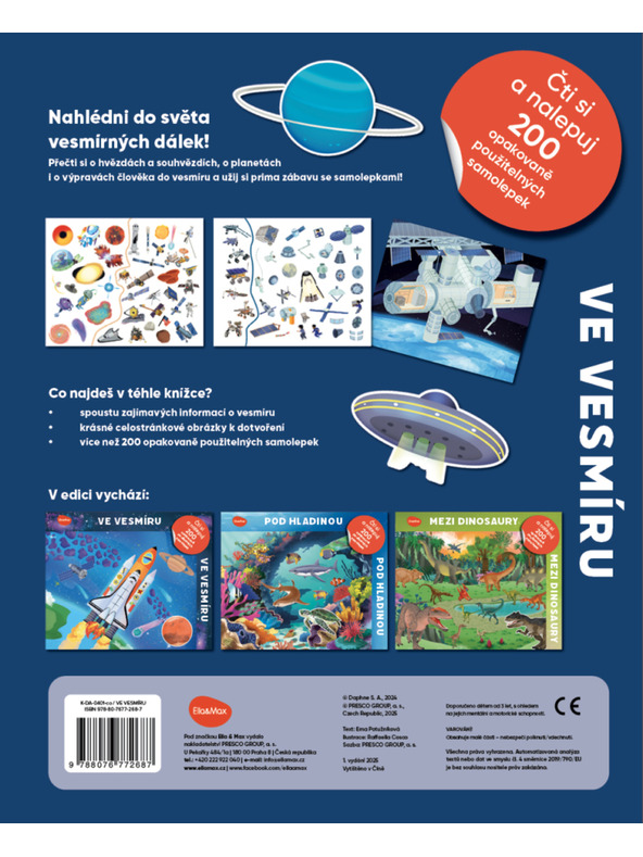 BAAGL  Čítaj a nalepuj – VO VESMÍRE, kniha so samolepkami