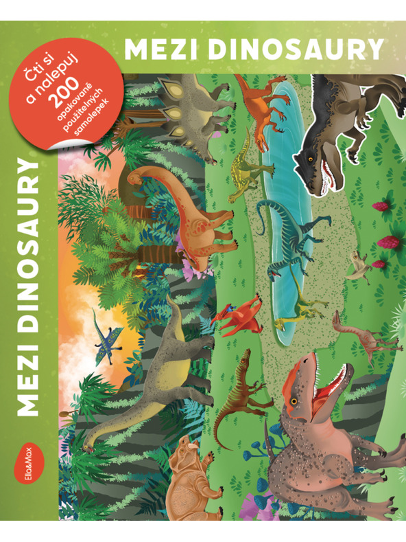 BAAGL  Čítaj a nalepuj – MEDZI DINOSAURAMI, kniha so samolepkami