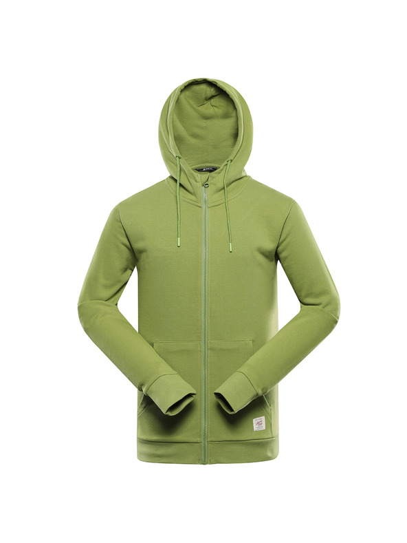 ALPINE PRO Pánska bavlnená mikina s kapucou ALPINE PRO LOKK turtle green