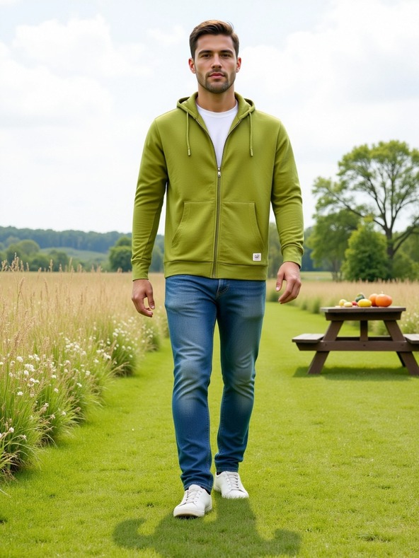 ALPINE PRO Pánska bavlnená mikina s kapucou ALPINE PRO LOKK turtle green