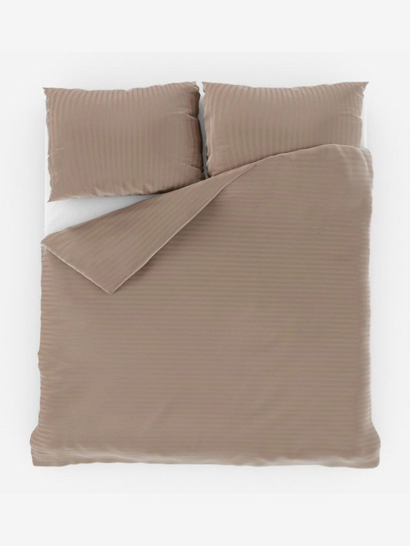 Kvalitex Francúzske saténové posteľné obliečky s pruhom 1+2, 240x200, 70x90cm béžové Kvalitex