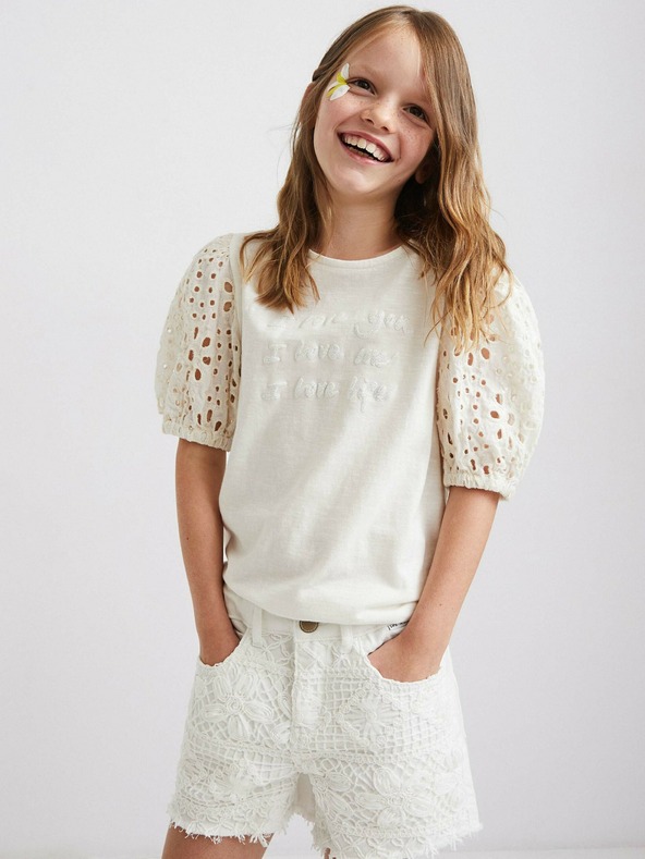 Desigual Biele dievčenské šortky Desigual Guitarra