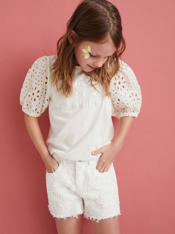 Desigual Biele dievčenské šortky Desigual Guitarra