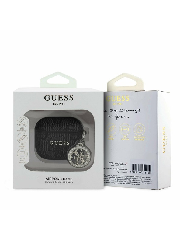 Guess Guess 4G Script PC/PU Charm Puzdro pre AirPods 4 Black