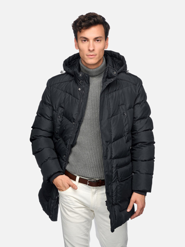 Geox Tmavomodrá pánska bunda Geox Leitan