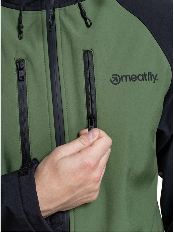 Meatfly Meatfly pánska softshell bunda Rasmussen Forest Green/Black | Čierna | Veľkosť