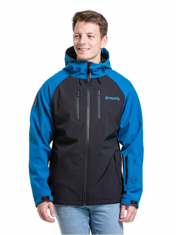 Meatfly Meatfly pánska softshell bunda Rasmussen Ocean Blue/Black | Čierna | Veľkosť