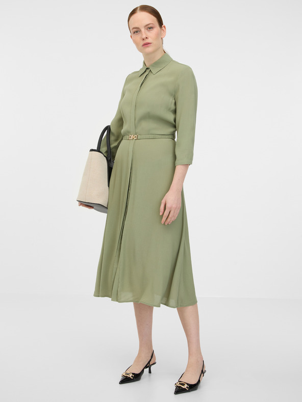 Orsay Kaki dámske košeľové midi šaty ORSAY