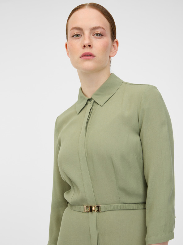 Orsay Kaki dámske košeľové midi šaty ORSAY