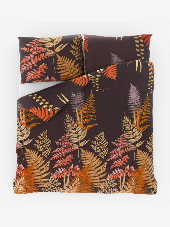 Kvalitex Saténové francúzske posteľné obliečky Luxury Collection 1+2, 200x200, 70x90cm Kapradí hnedé Kvalitex