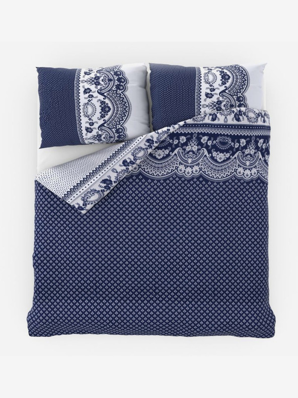 Kvalitex Francúzska bavlnená posteľná bielizeň Standard Canzone modrá 240x220, 70x90cm Kvalitex