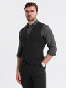 Ombre Clothing Pánska štruktúrovaná vesta na mieru s vreckami Ombre Clothing
