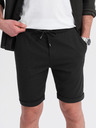 Ombre Clothing Pánske pletené šortky so zahrnutými nohavicami Ombre Clothing