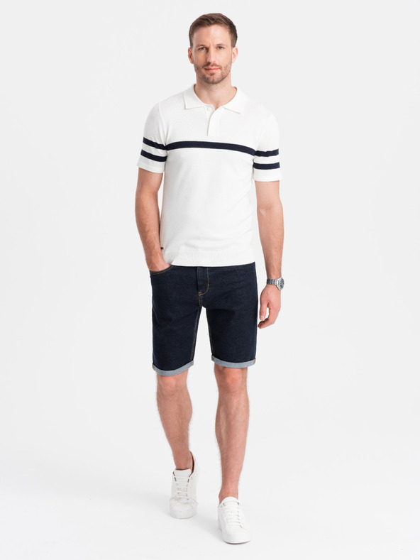 Ombre Clothing Pánske džínsové šortky so zahrnutými nohavicami Ombre Clothing