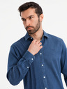 Ombre Clothing Pánska džínsová košeľa s lyocellom a výšivkou na hrudi Ombre Clothing