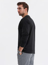 Ombre Clothing Pánske bavlnené tričko s dlhým rukávom, pruhovaným výstrihom do U a výšivkou Ombre Clothing