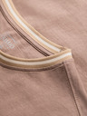 Ombre Clothing Pánske bavlnené tričko s dlhým rukávom, pruhovaným výstrihom do U a výšivkou Ombre Clothing