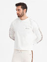 Ombre Clothing Pánske bavlnené tričko s dlhým rukávom a lemovaním a potlačou na hrudi Ombre Clothing