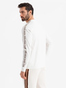Ombre Clothing Pánske bavlnené tričko s dlhým rukávom a lemovaním a potlačou na hrudi Ombre Clothing