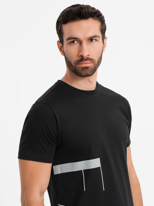 Ombre Clothing Pánske tričko z bavlneného žerzeja s veľkým bočným nápisom Ombre Clothing