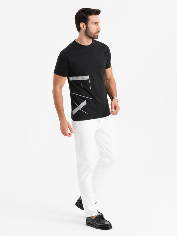 Ombre Clothing Pánske tričko z bavlneného žerzeja s veľkým bočným nápisom Ombre Clothing