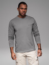 Ombre Clothing Pánske bavlnené tričko s dlhým rukávom a lemovaním a potlačou na hrudi Ombre Clothing