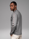 Ombre Clothing Pánske bavlnené tričko s dlhým rukávom a lemovaním a potlačou na hrudi Ombre Clothing