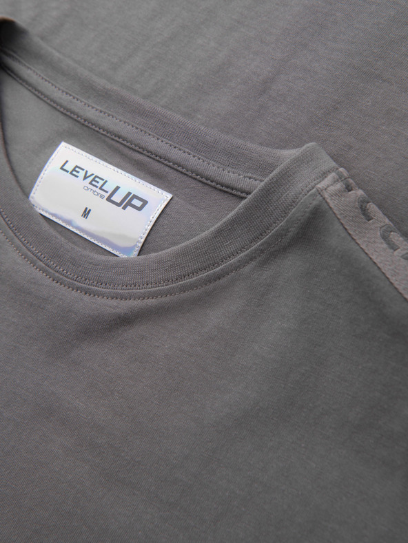 Ombre Clothing Pánske bavlnené tričko s dlhým rukávom a lemovaním a potlačou na hrudi Ombre Clothing