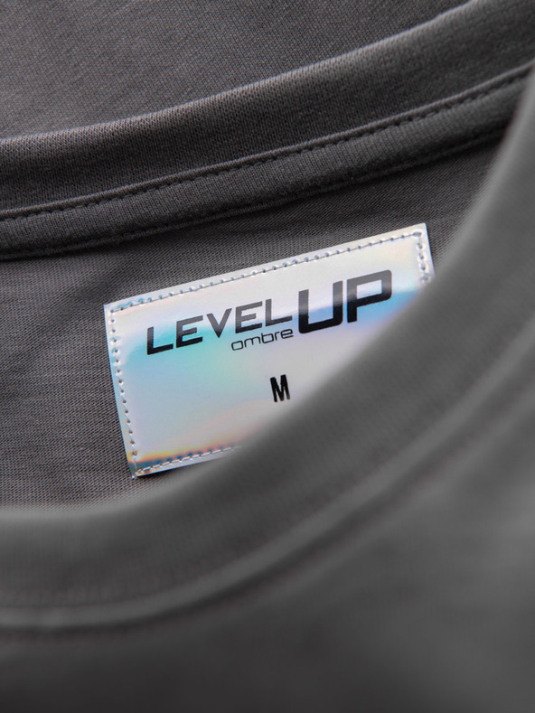 Ombre Clothing Pánske bavlnené tričko s dlhým rukávom a lemovaním a potlačou na hrudi Ombre Clothing