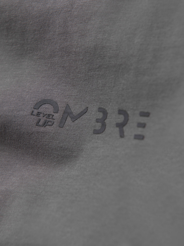 Ombre Clothing Pánske bavlnené tričko s dlhým rukávom a lemovaním a potlačou na hrudi Ombre Clothing