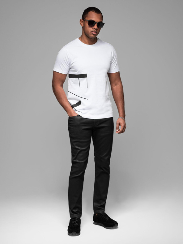 Ombre Clothing Pánske tričko z bavlneného žerzeja s veľkým nápisom na boku Ombre Clothing